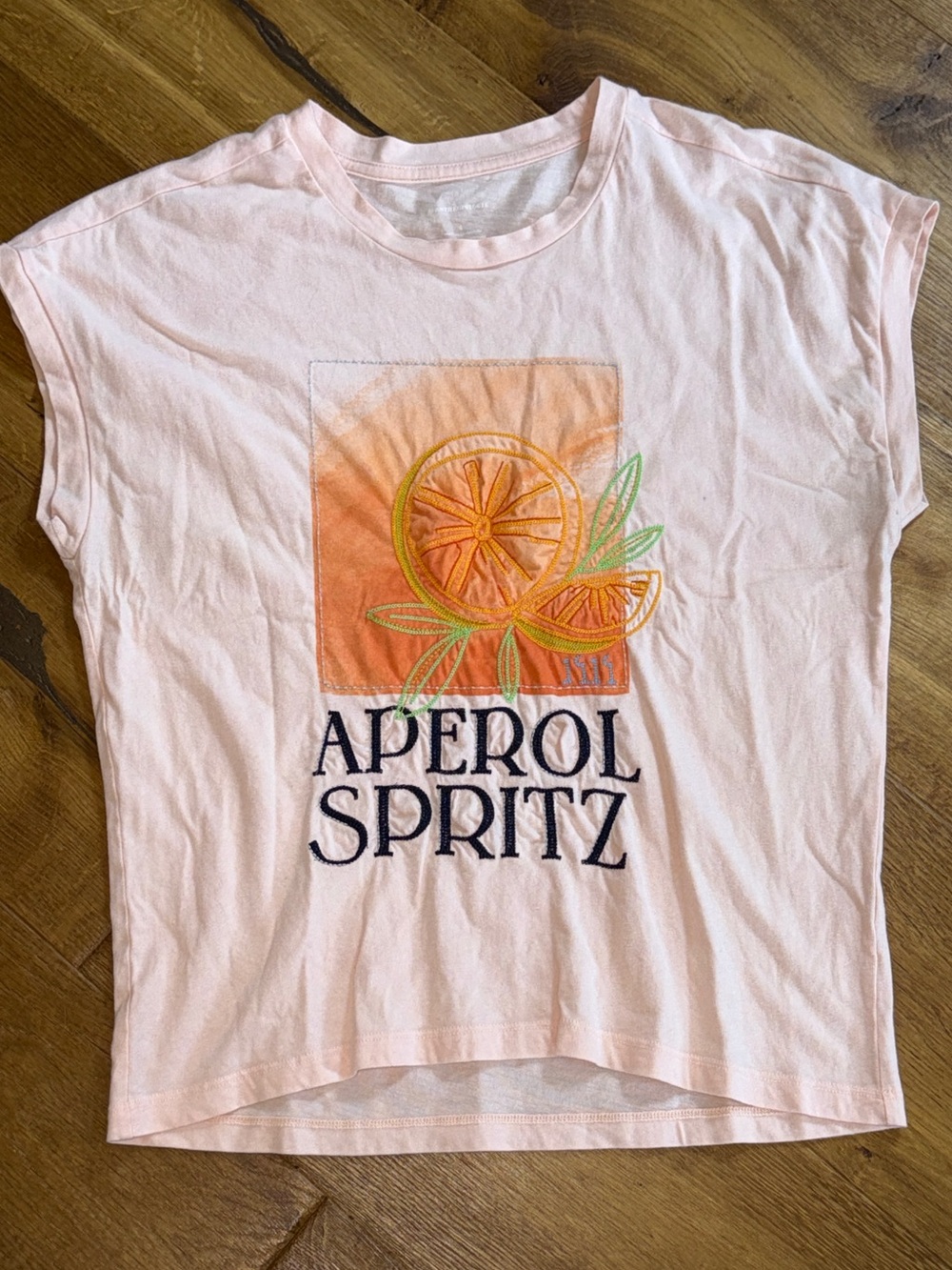 Anthropologie Pink Tee with Orange Citrus Graphic